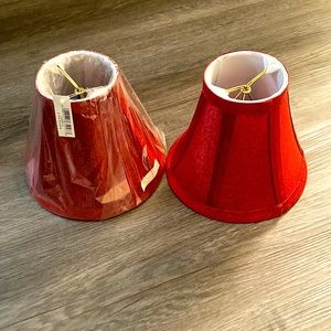Small Red Silk Lamp Shades Set of 2 NEW